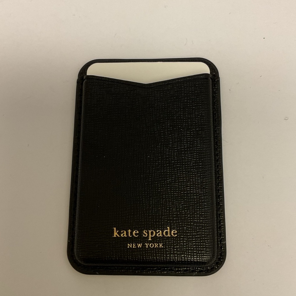 KATE SPADE SAFFIANO LEATHER CARD HOLDER FOR SMARTPHONE MAGNETIC WALLET BLACK NEW